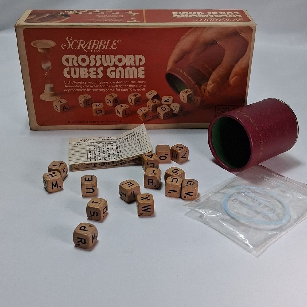 Scrabble Crossword Cubes Game 1968 Selchow & Righter Wooden Dice Complete VTG